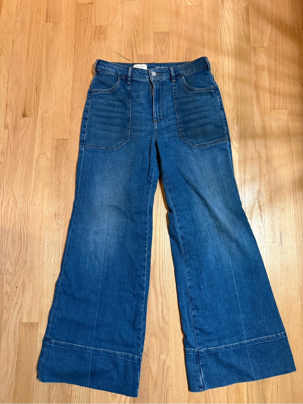 Pilcro Wide-Leg High-Rise Jeans in Deep Blue
